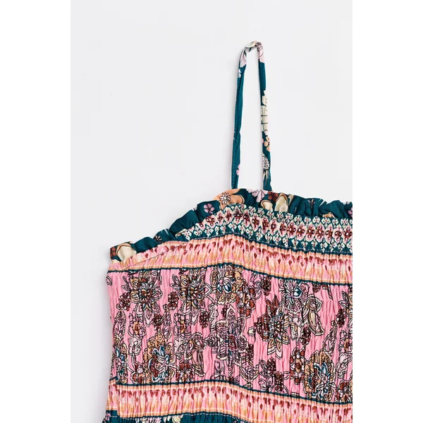 Robe longue florale avec col carré