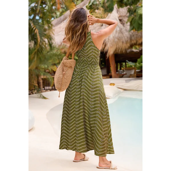 Robe longue géométrique col haut