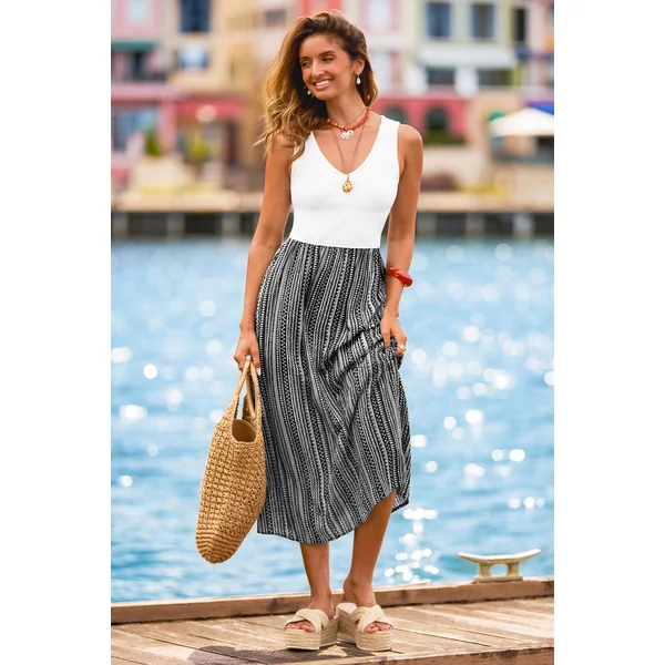 Robe longue géométrique sans manches