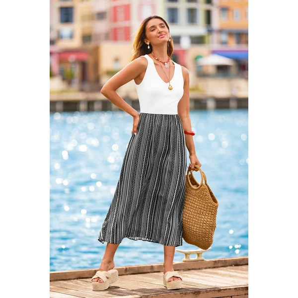 Robe longue géométrique sans manches