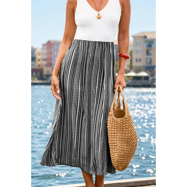 Robe longue géométrique sans manches