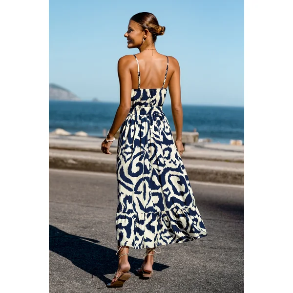 Robe longue imprimé abstrait fluide
