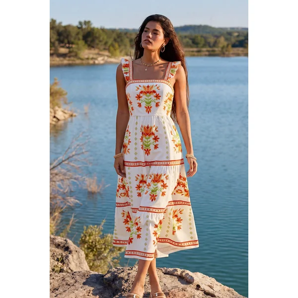 Robe longue imrpimé floral sans manches