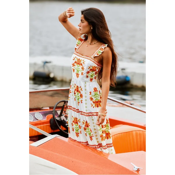 Robe longue imrpimé floral sans manches