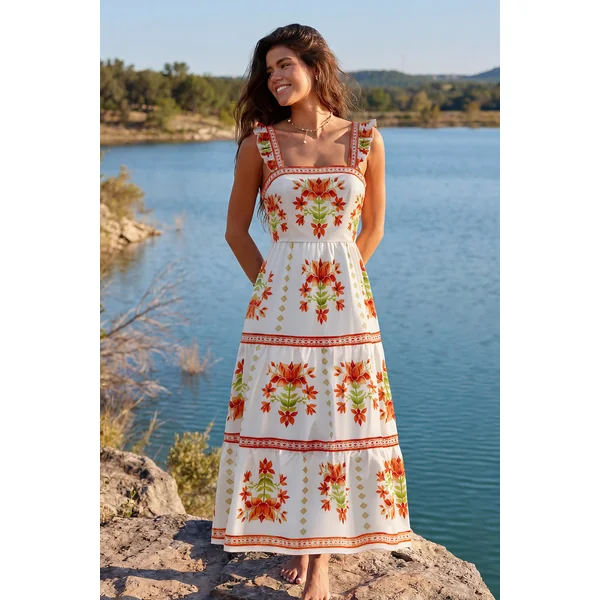 Robe longue imrpimé floral sans manches