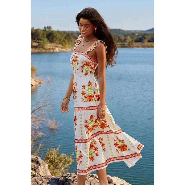 Robe longue imrpimé floral sans manches