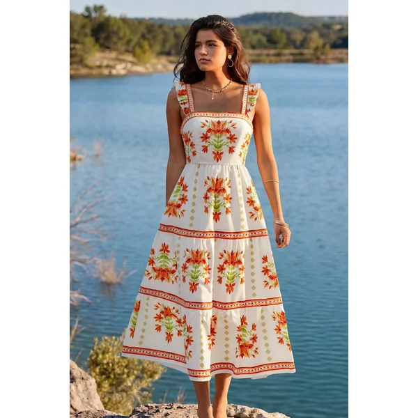 Robe longue imrpimé floral sans manches