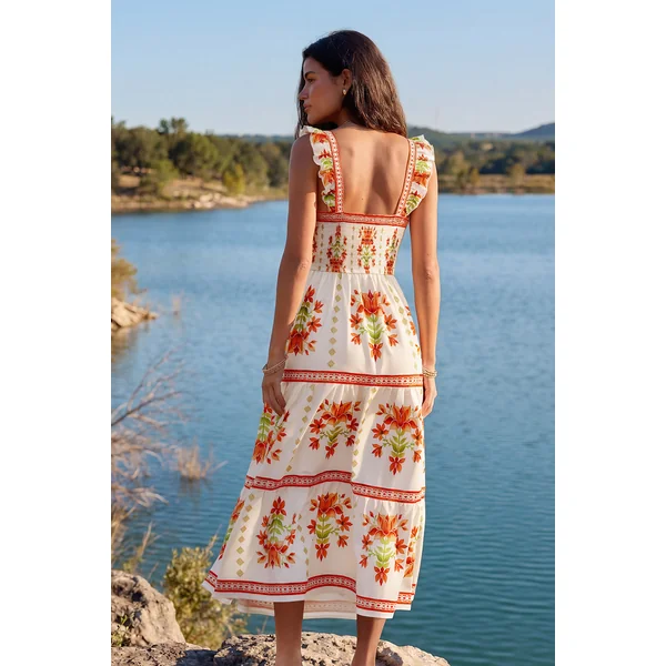 Robe longue imrpimé floral sans manches