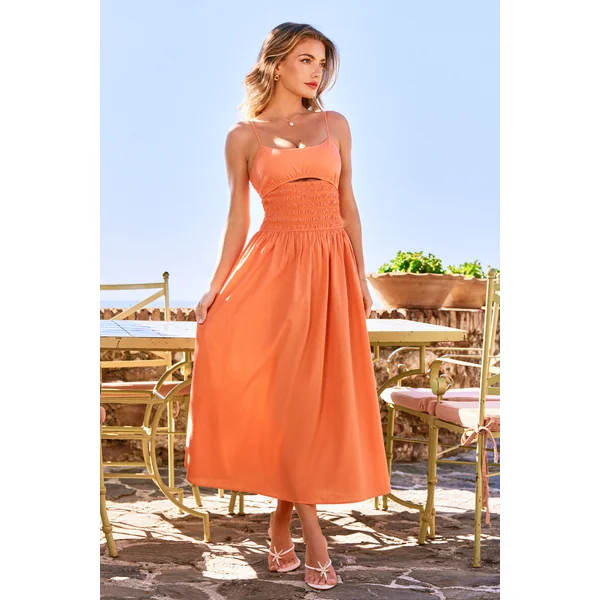 Robe longue orange melon lumineuse