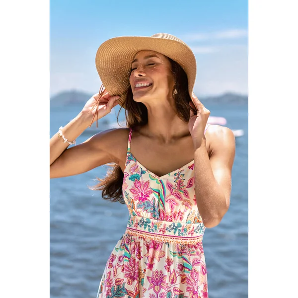 Robe longue paisley rose