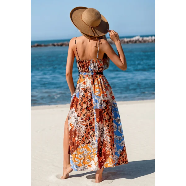 Robe longue patchwork sans manches
