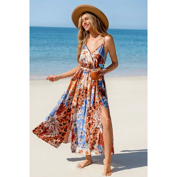 Robe longue patchwork sans manches