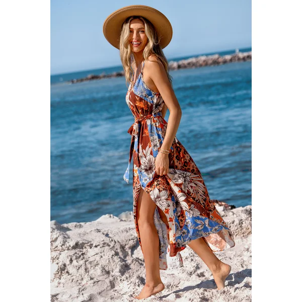 Robe longue patchwork sans manches