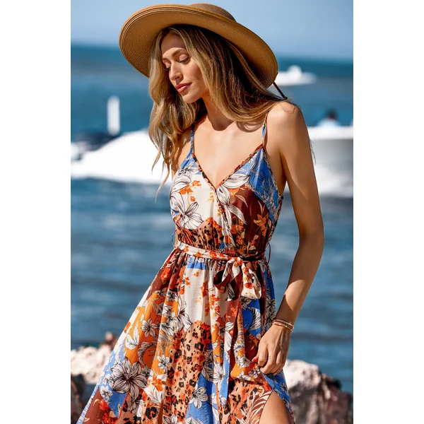 Robe longue patchwork sans manches