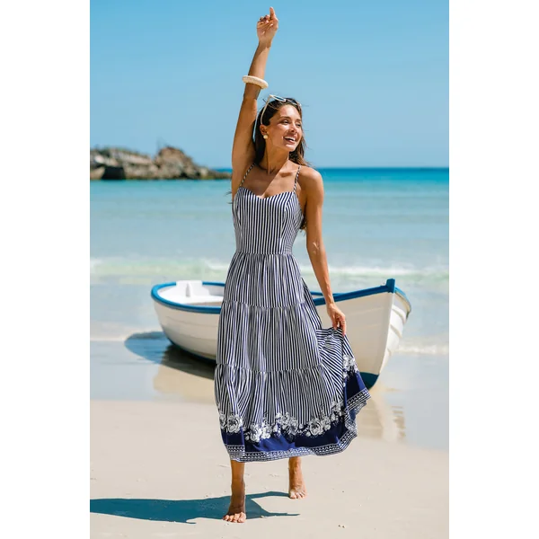 Robe longue rayée décontractée