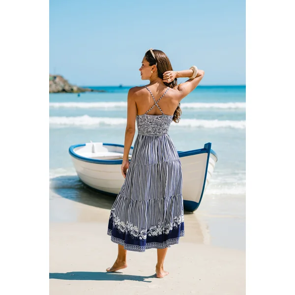 Robe longue rayée décontractée