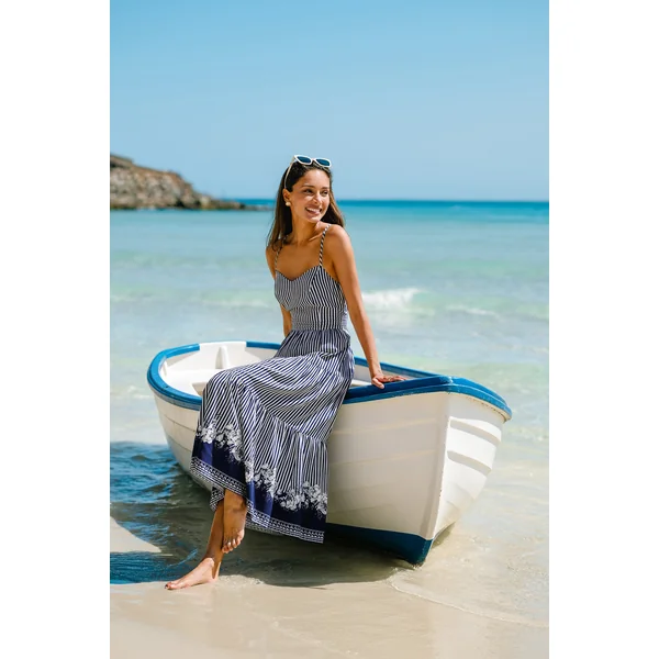 Robe longue rayée décontractée