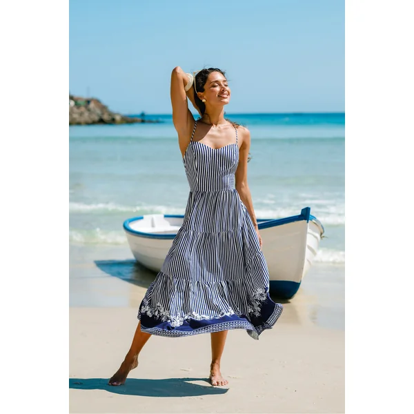 Robe longue rayée décontractée