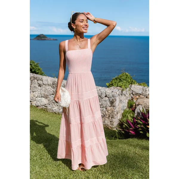 Robe longue rayée sans manches