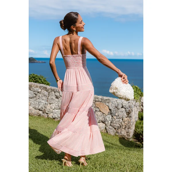 Robe longue rayée sans manches