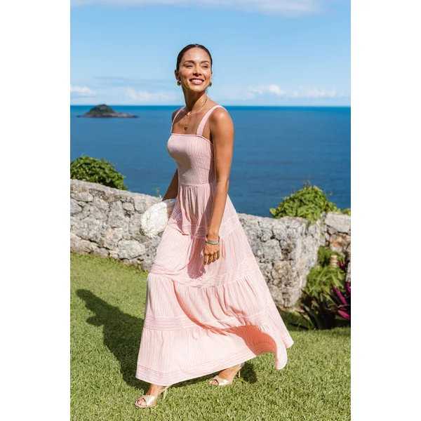 Robe longue rayée sans manches