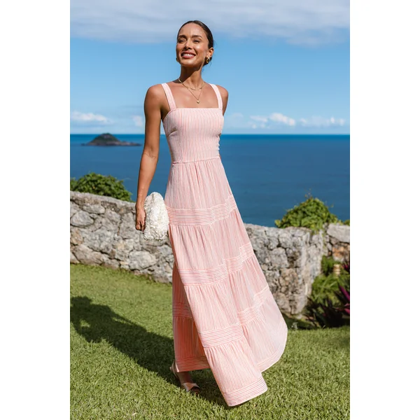 Robe longue rayée sans manches