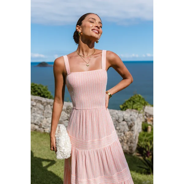 Robe longue rayée sans manches