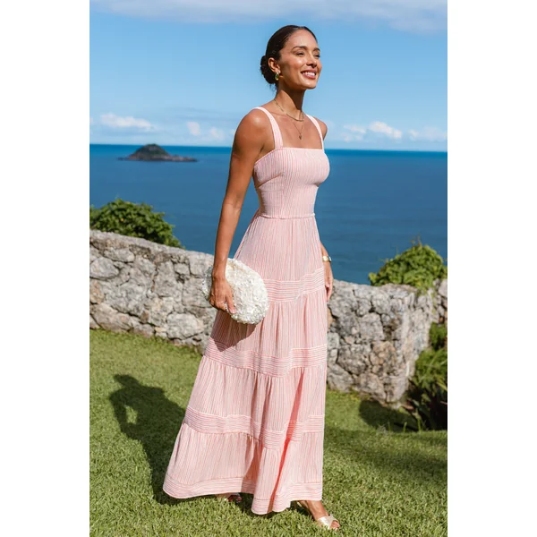 Robe longue rayée sans manches