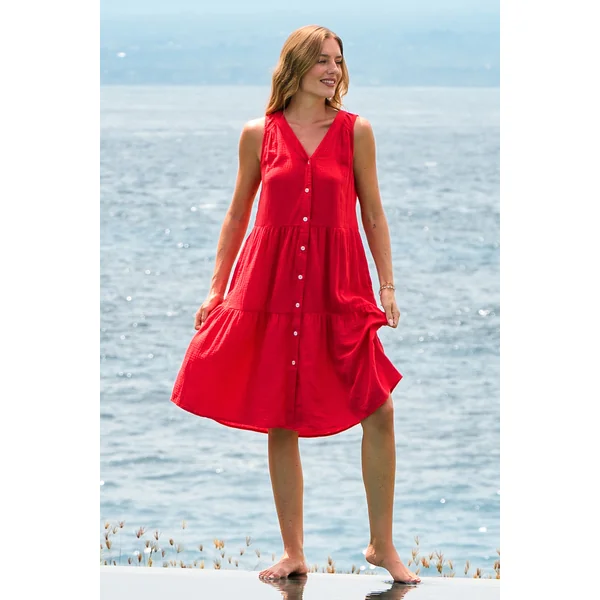 Robe longue rouge imprimé fleuri
