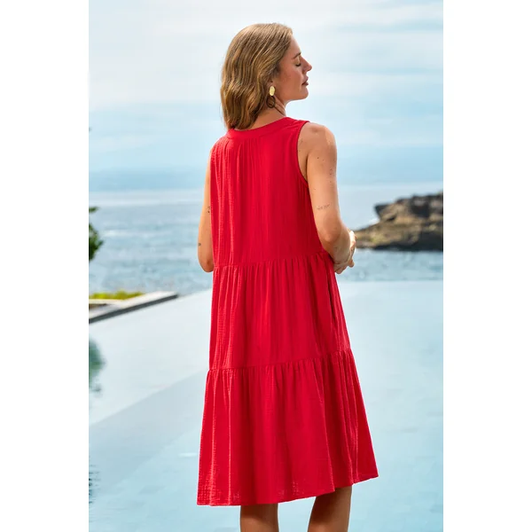 Robe longue rouge imprimé fleuri