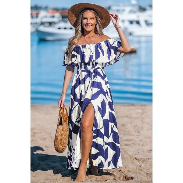 Robe longue tissée épaule dénudée sans manches