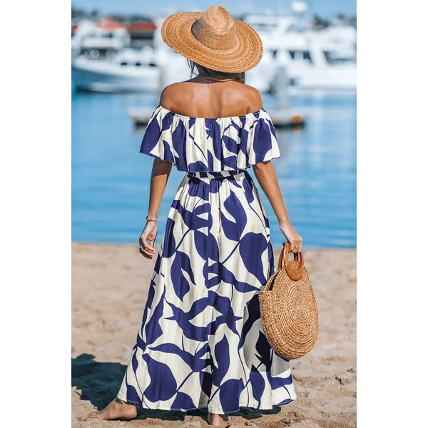 Robe longue tissée épaule dénudée sans manches
