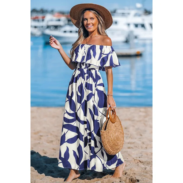 Robe longue tissée épaule dénudée sans manches