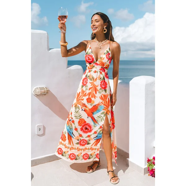 Robe longue tropicale au style exotique
