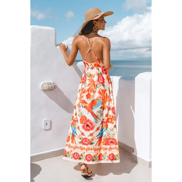 Robe longue tropicale au style exotique