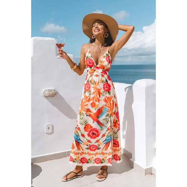 Robe longue tropicale au style exotique