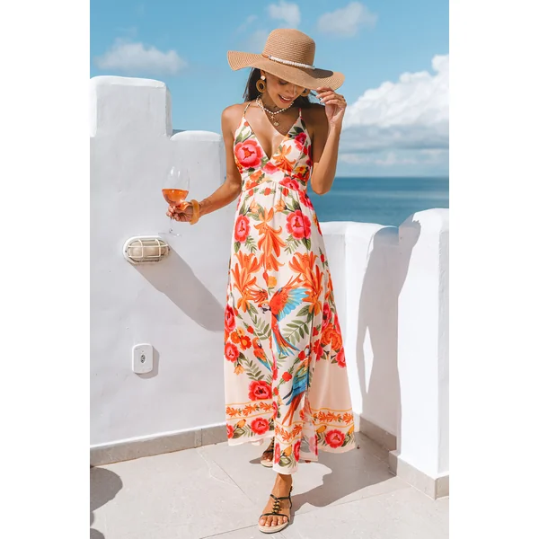 Robe longue tropicale au style exotique