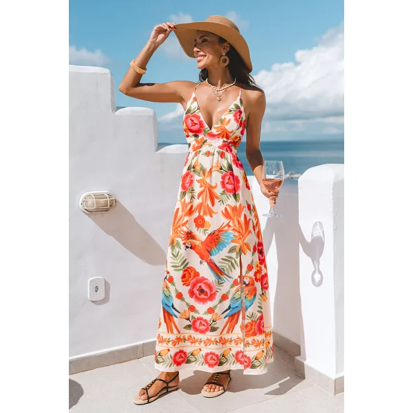 Robe longue tropicale au style exotique
