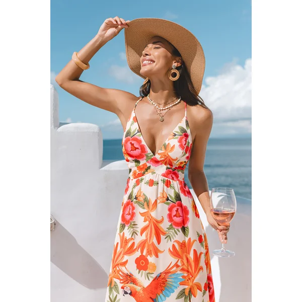 Robe longue tropicale au style exotique