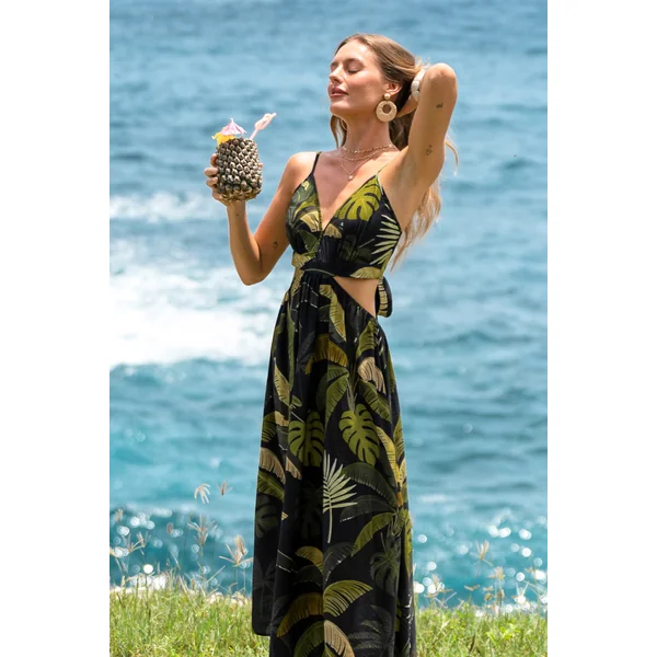 Robe longue tropicale esprit vacances