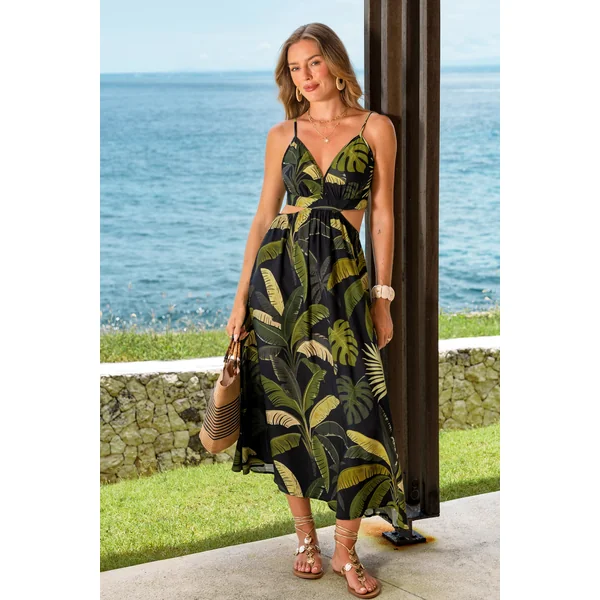 Robe longue tropicale esprit vacances