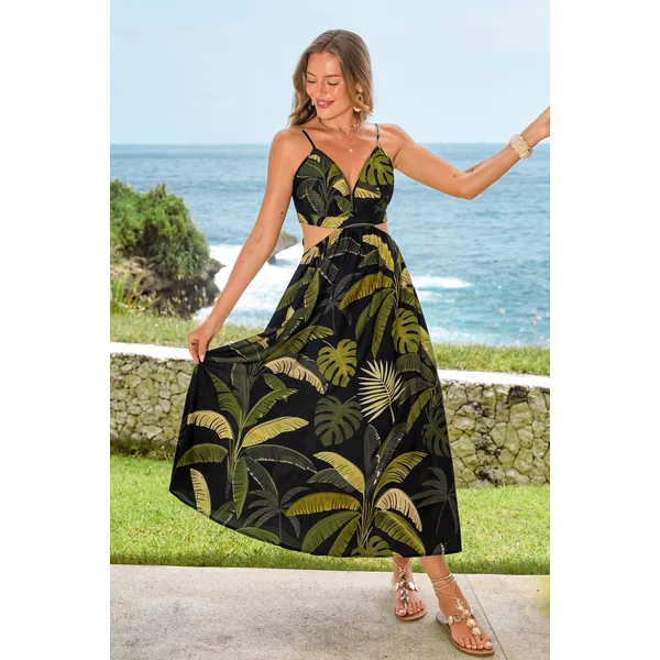 Robe longue tropicale esprit vacances