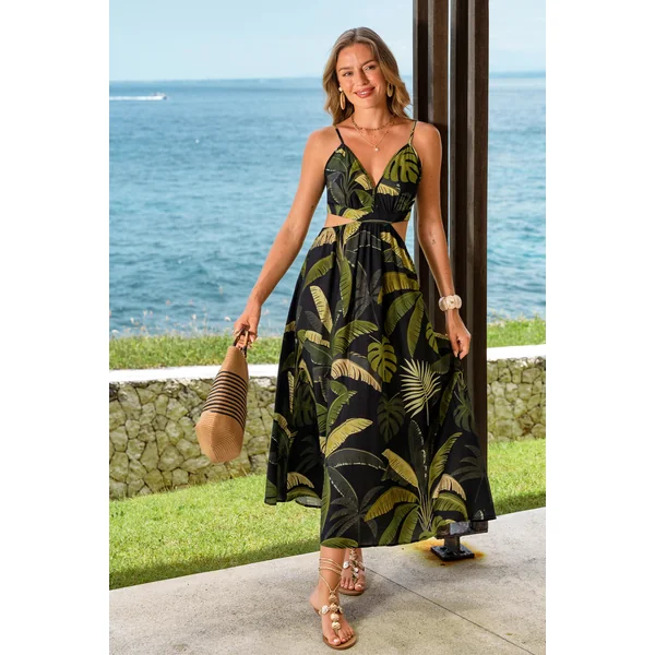 Robe longue tropicale esprit vacances
