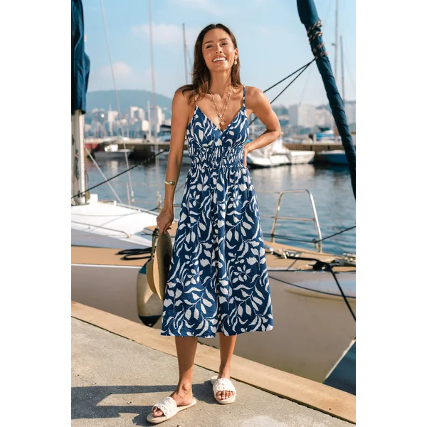 Robe longue tropicale imprimé plage