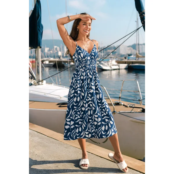Robe longue tropicale imprimé plage