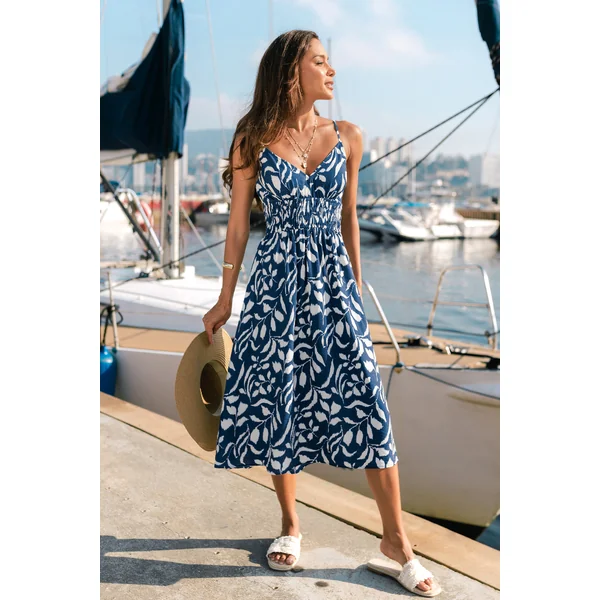 Robe longue tropicale imprimé plage