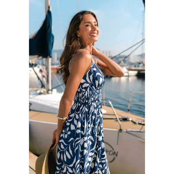 Robe longue tropicale imprimé plage