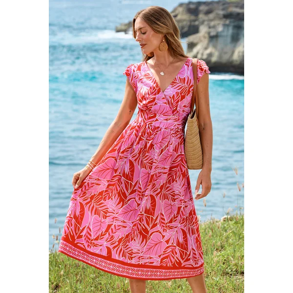 Robe longue tropicale romantique