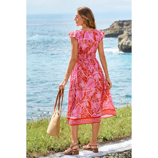 Robe longue tropicale romantique