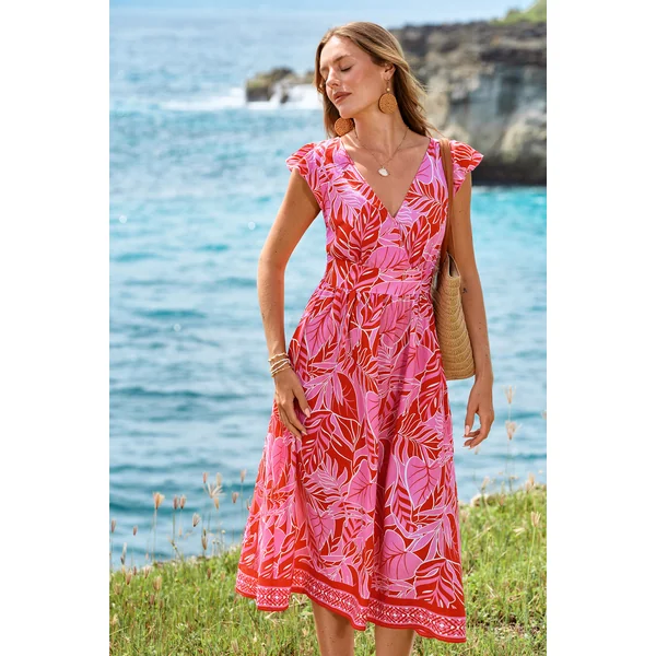 Robe longue tropicale romantique